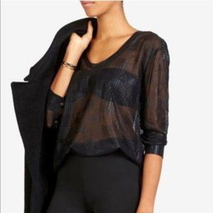 Equipment Femme Jaden Sheer Black Long Sleeve